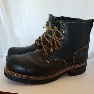 Musky black leather big size 13, Steel Toe Work Boots class 75 safety toe,